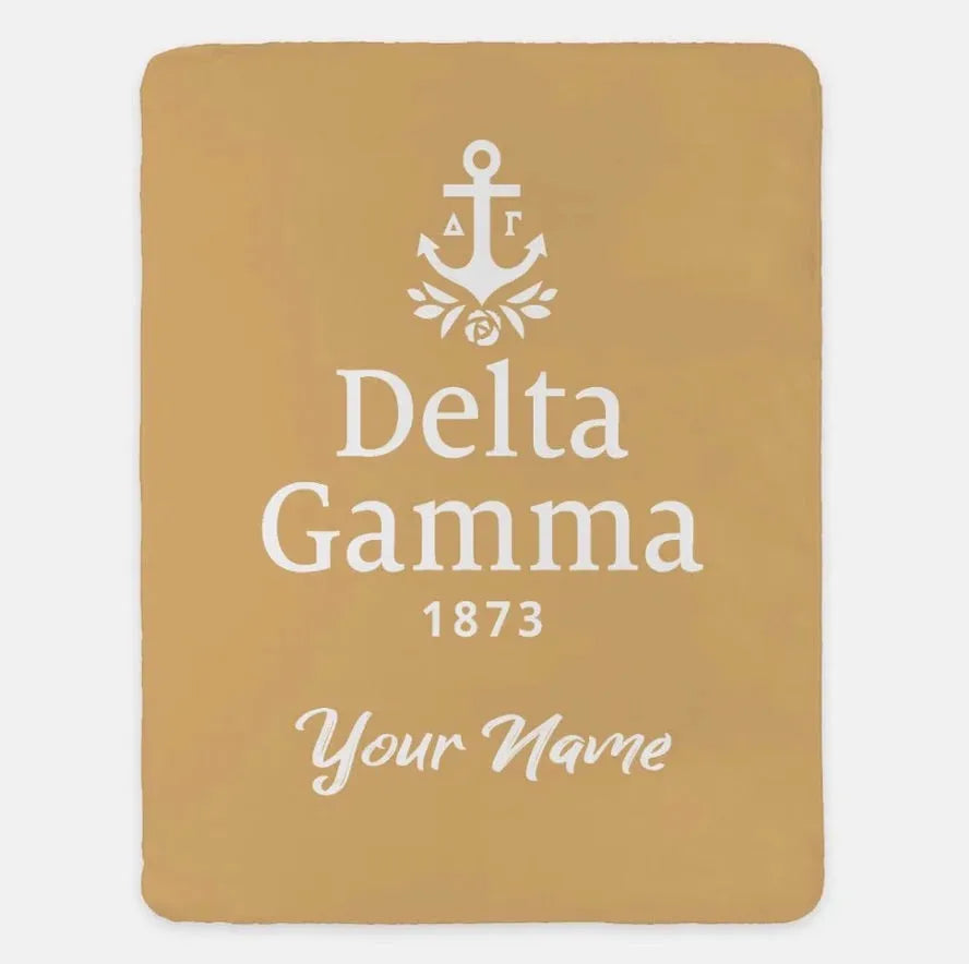 Personalized Delta Gamma XL 60x80 Sherpa Throw Blanket Bronze Throw Blankets