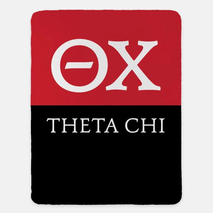 Theta Chi XL 60x80 Blanket - Color Block Red Black Throw Blankets