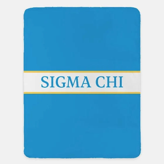 Sigma Chi XL 60x80 Blanket - Traditional Center Band Blue Gold Throw Blankets