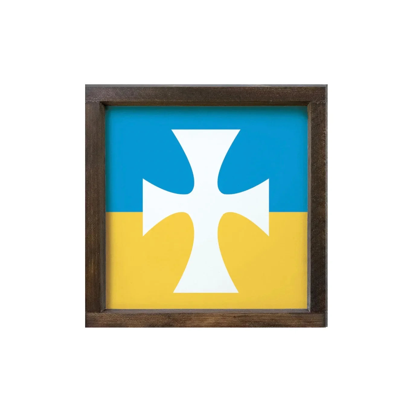Sigma Chi 12x12 Wood Framed Sign - Flag Blue Walnut Stain Wall Art & Signs