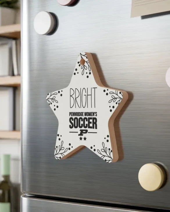 Pennridge Women's Soccer Magnetic Wood Christmas Star Ornament Holiday Ornaments