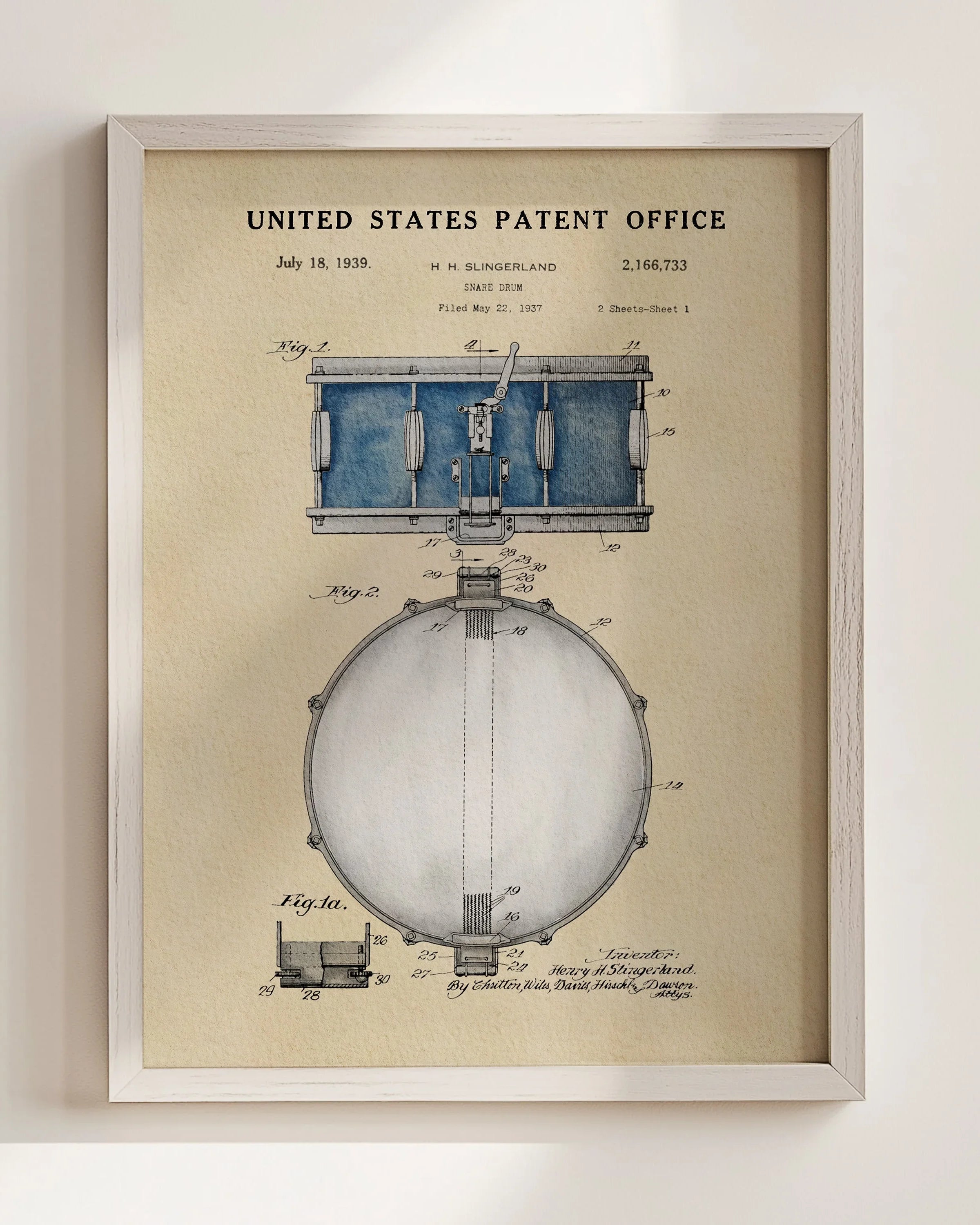 Snare Drum US Patent Art Print | Wall Art | Music-Themed Dorm Decor