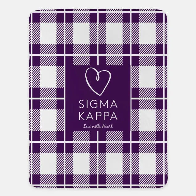 Sigma Kappa XL 60x80 Plaid Sherpa Throw Blanket Purple Throw Blankets