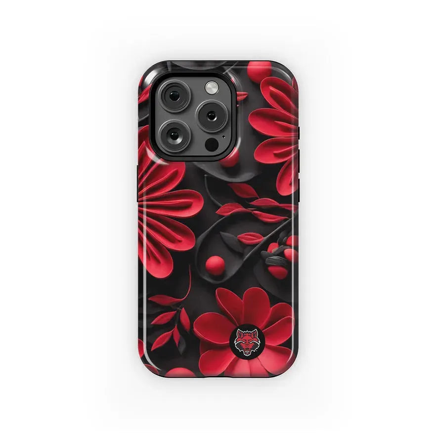 Arkansas State University iPhone 16, 15, 14, 13 Mobile Phone Case - 3D Floral Gloss Mobile Phone Cases