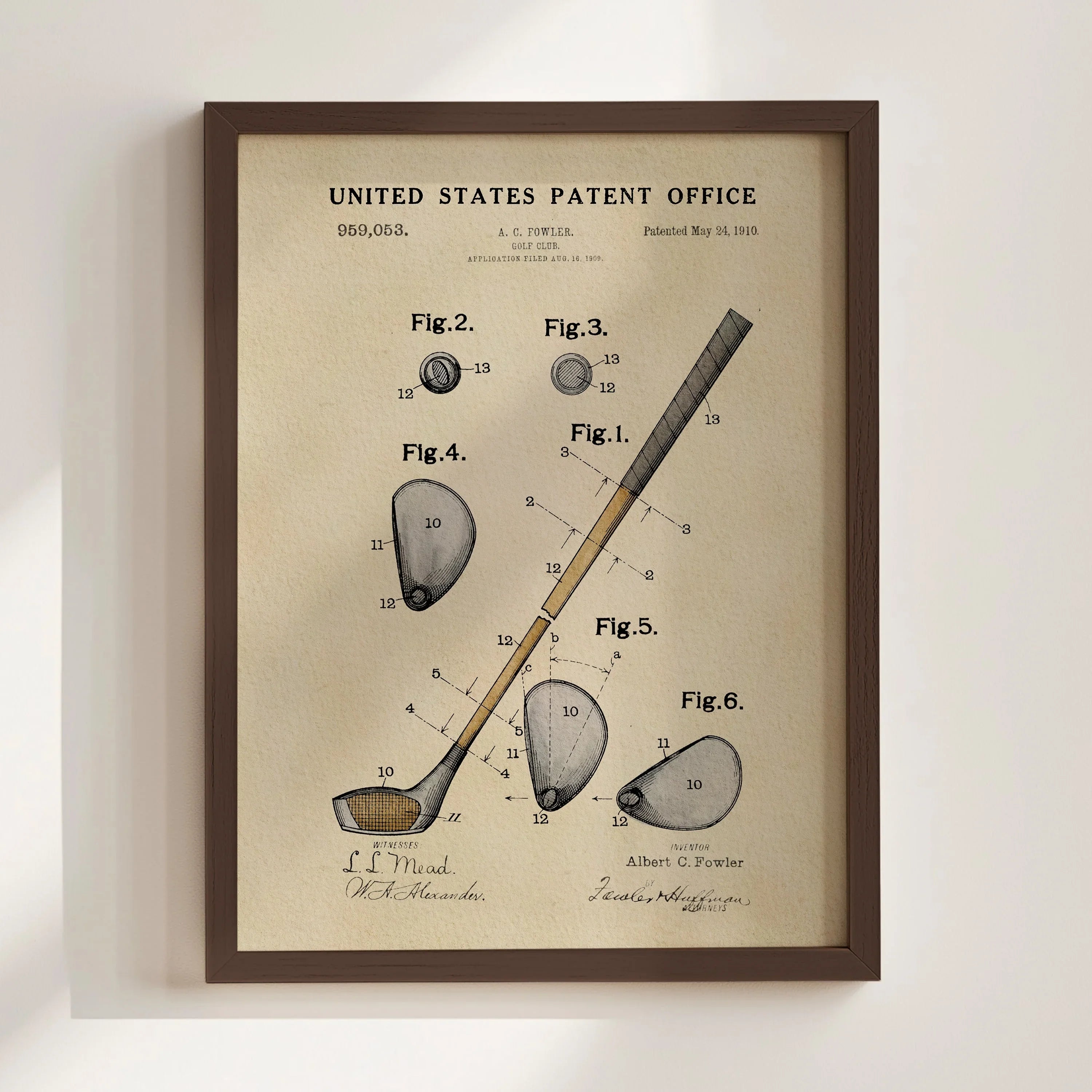 Golf Club US Patent Art Print | Sports Themed Dorm Decor | Campus Greek Fit
