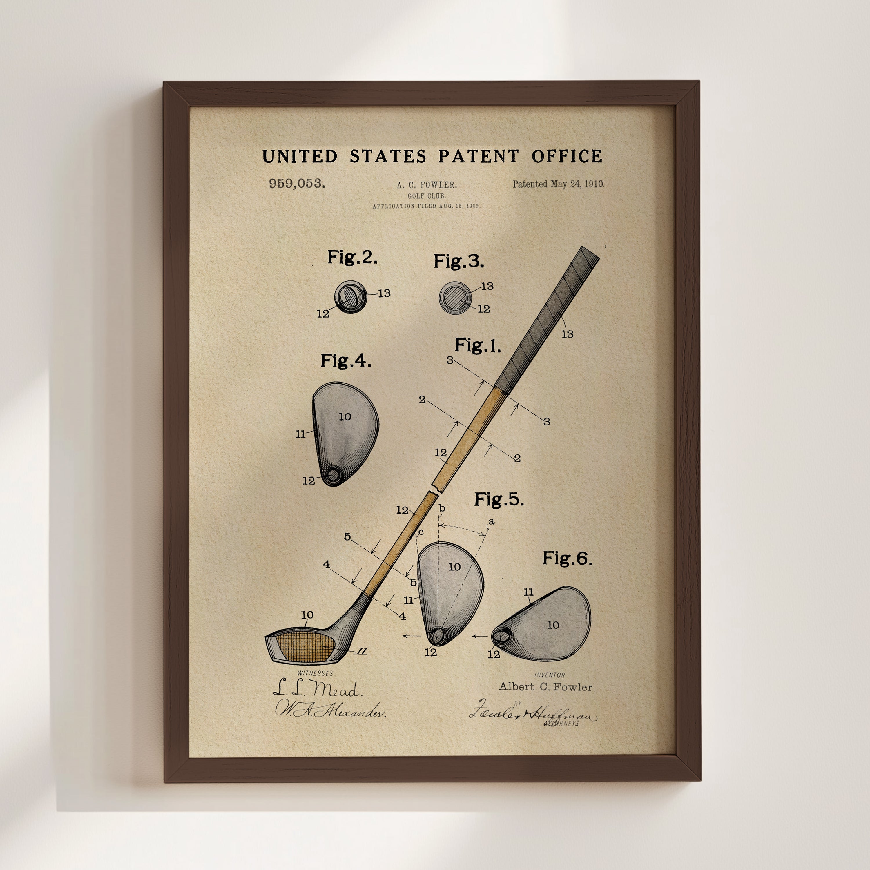Golf Club US Patent Art Print | Sports Themed Dorm Decor | Campus Greek Fit