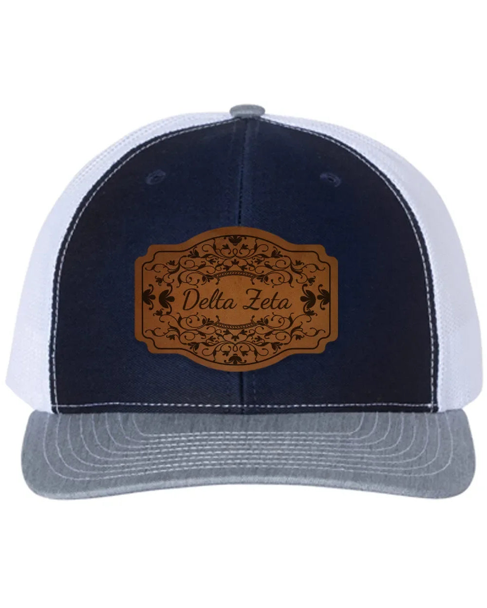 Delta Zeta Richardson 112 Leatherette Patch Trucker Hat - Scroll Trucker Hat