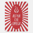Alpha Chi Omega XL 60x80 Sherpa Throw Blanket - Starburst Scarlet Throw Blankets
