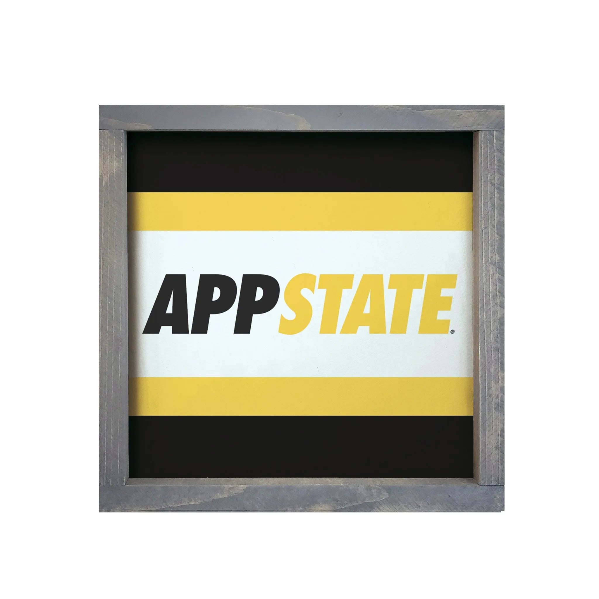 APP STATE 12x12 Wood Framed Sign - Stripes Weathered Gray Wall Art & Signs