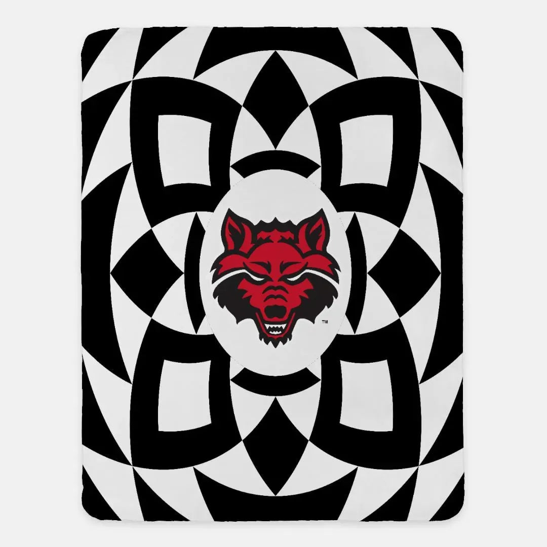 Arkansas State XL 60x80 Sherpa Throw Blanket - Black Tribal Throw Blankets
