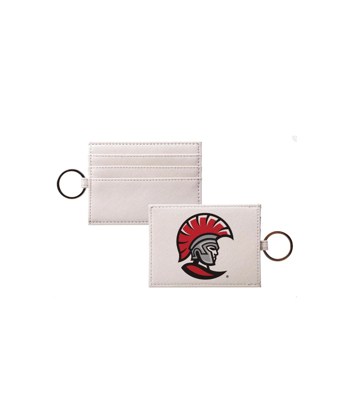 University of Tampa Spartan Vegan Saffiano Leather Keychain Card Holder Travel Wallet