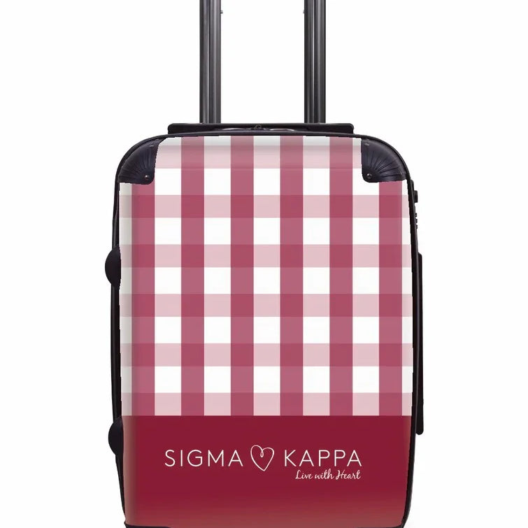 Sigma Kappa Carry-on Luggage - Gingham Maroon Suitcases