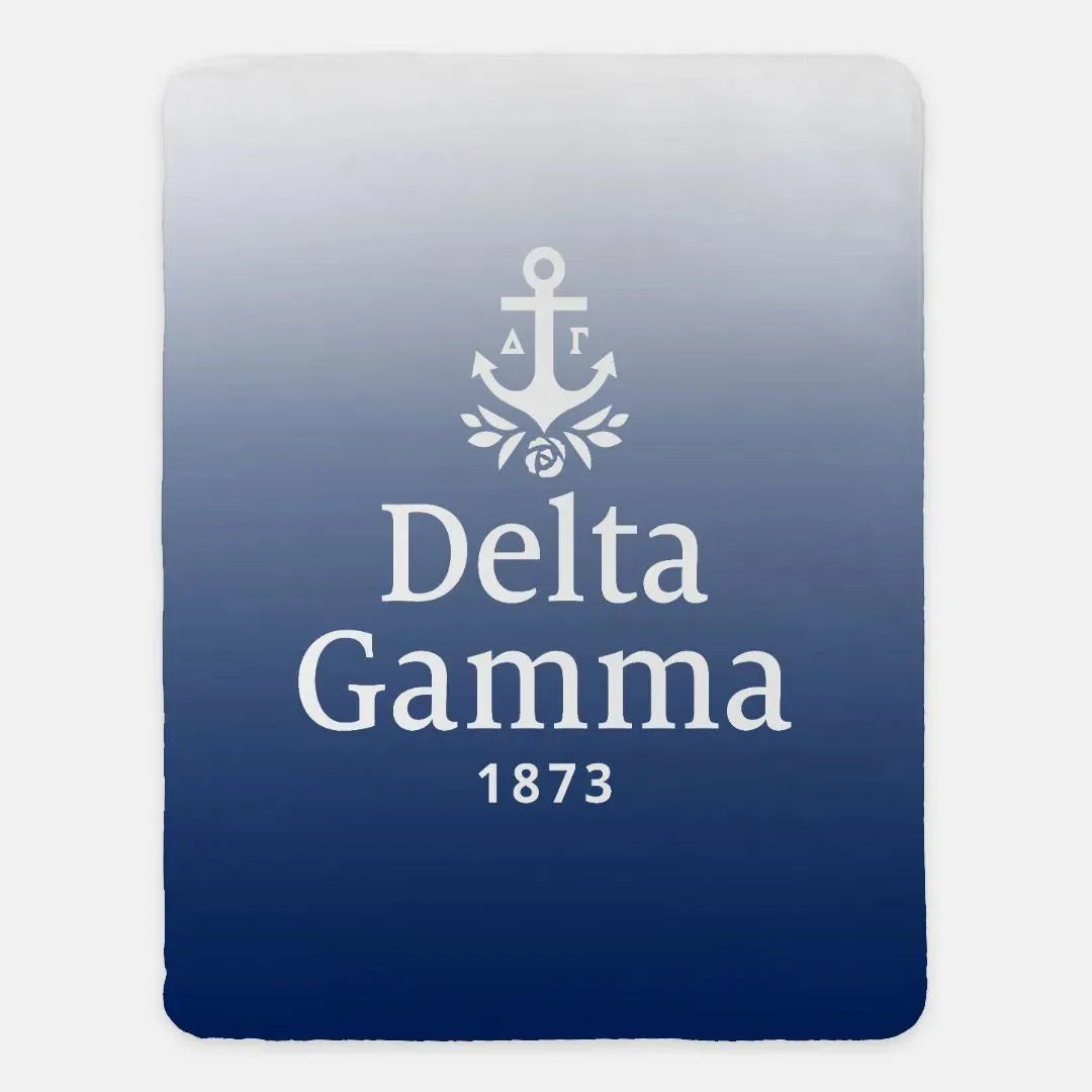 Delta Gamma XL 60x80 Sherpa Throw Blanket - Navy Gradient Throw Blankets