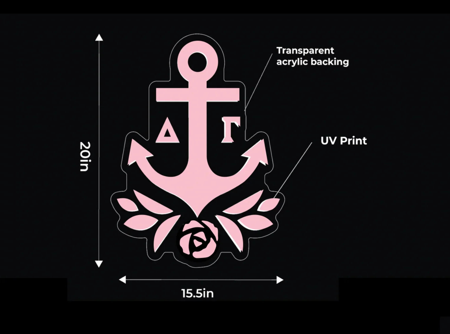 Delta Gamma Heart LED Neon Sign w/ Dimmer | DG Wall Art