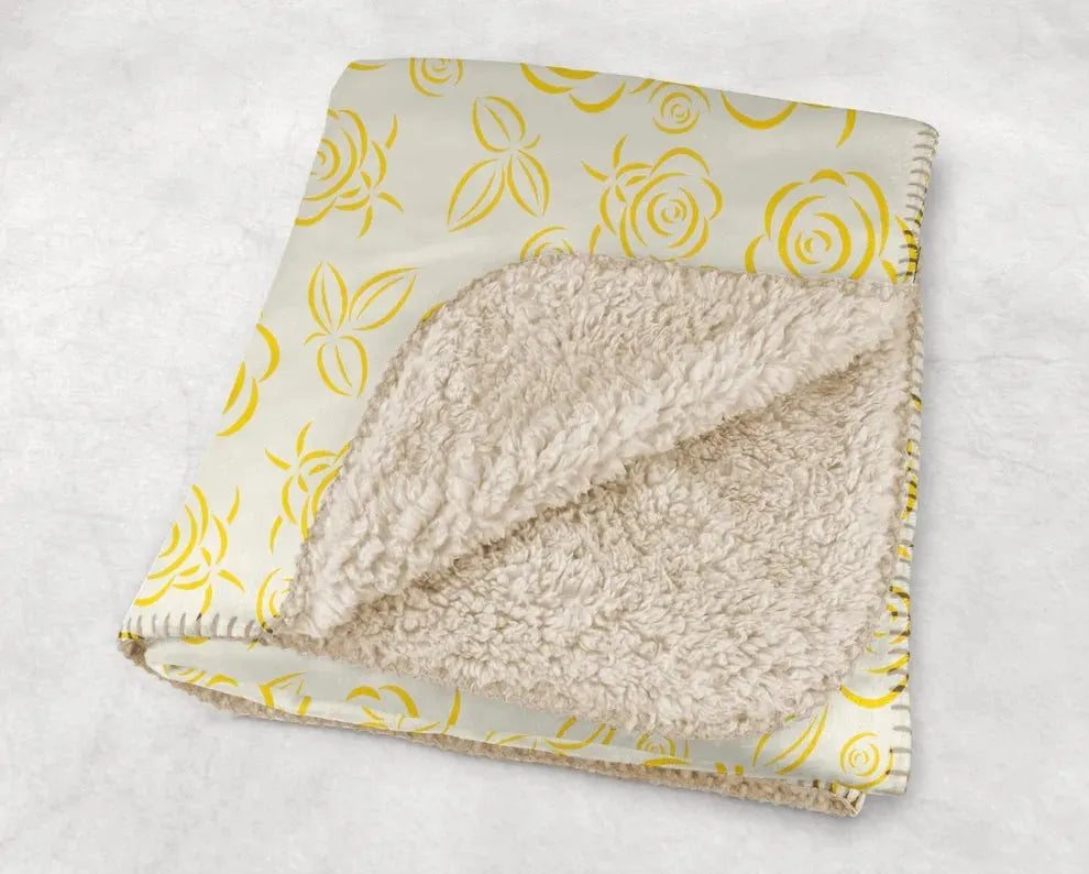 Sigma Delta Tau XL 60x80 Sherpa Throw Blanket - Rose Pattern Throw Blankets