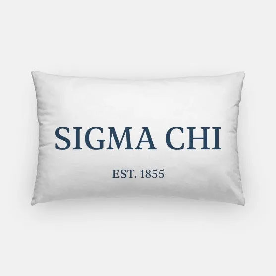 Sigma Chi Lumbar Pillow Cover - 1855 White Deep Blue Pillow Covers