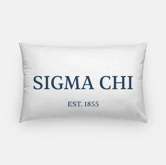 Sigma Chi Lumbar Pillow Cover - 1855 White Deep Blue Pillow Covers