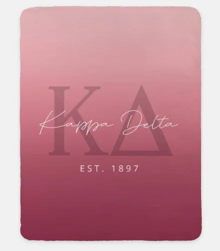 Kappa Delta XL 60x80 Sherpa Throw Blanket - Ombre Burgundy Throw Blankets