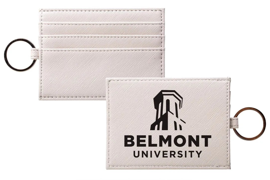 Belmont University Traditional Vegan Saffiano Leather Keychain Card Holder Black Travel Wallet