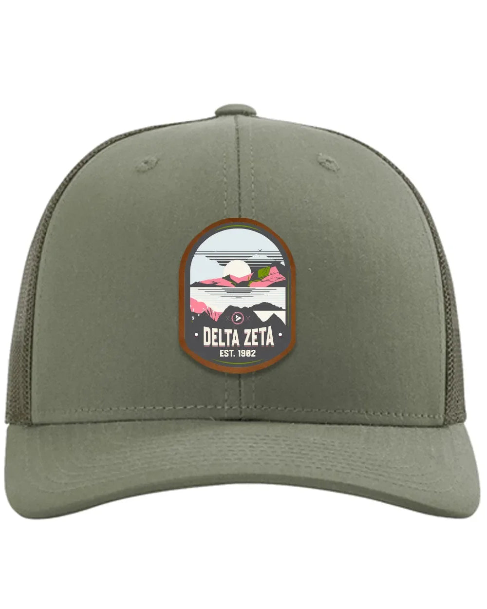 Delta Zeta Richardson 112 UV Print Leatherette Patch Trucker Hat - Ventura Loden Trucker Hat