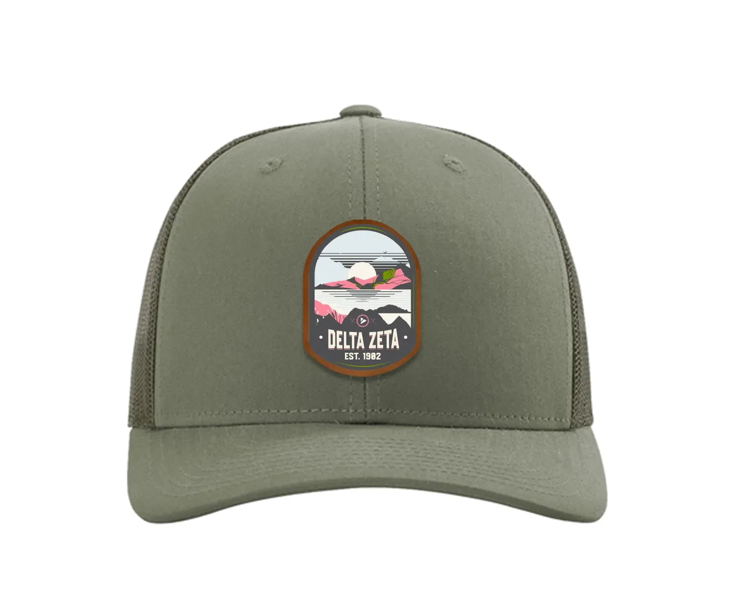Delta Zeta Richardson 112 UV Print Leatherette Patch Trucker Hat - Ventura Loden Trucker Hat