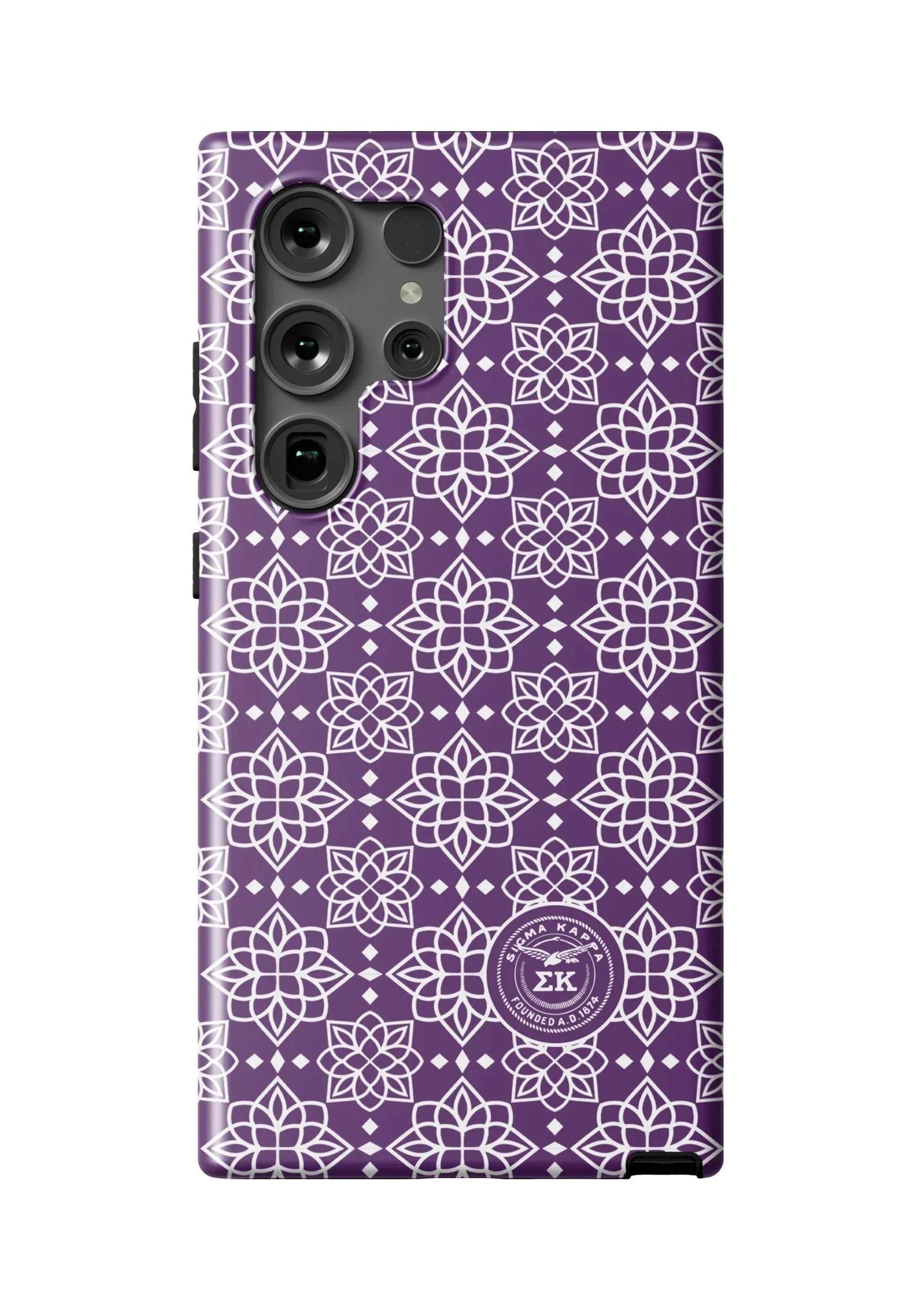 Sigma Kappa Samsung Galaxy 24, 23 Mobile Phone Case - Purple Ornate Matte Mobile Phone Cases