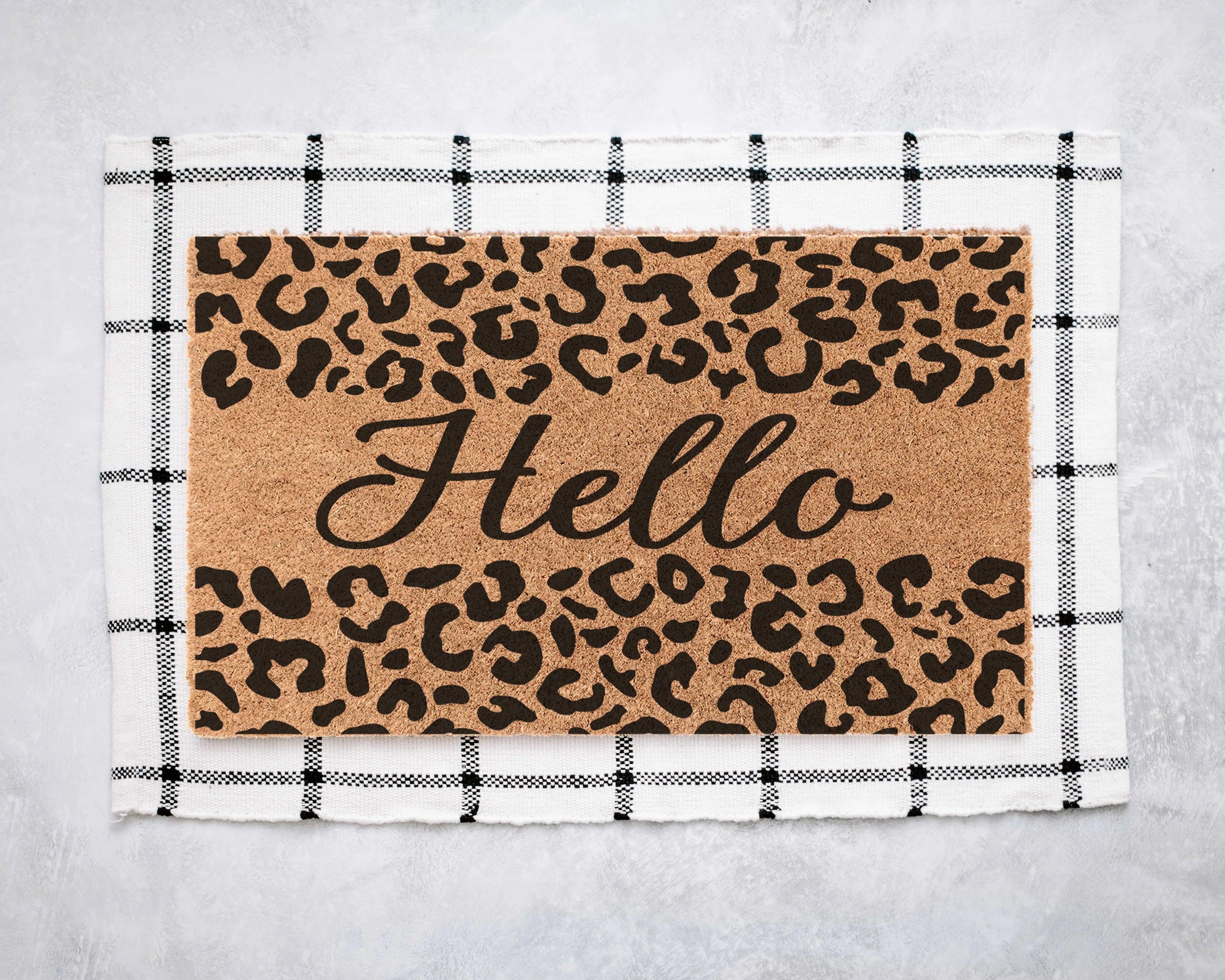 Hello Cheetah Coir Doormat Door Mats