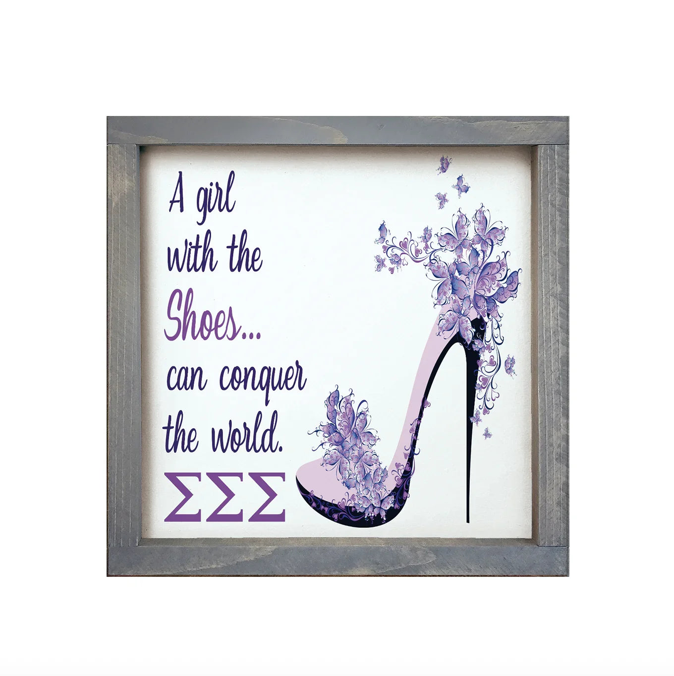 Tri Sigma 12x12 Wood Framed Sign - The Right Shoes | Wall Art