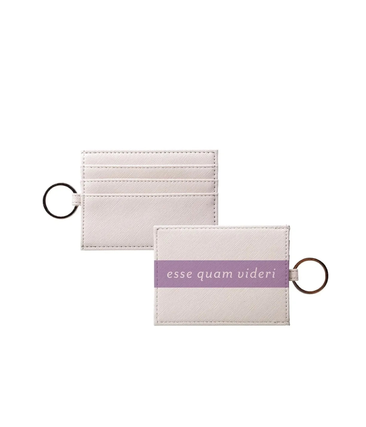 esse quam videri DPHIE Vegan Saffiano Leather Keychain Card Holder Light Purple Travel Wallet