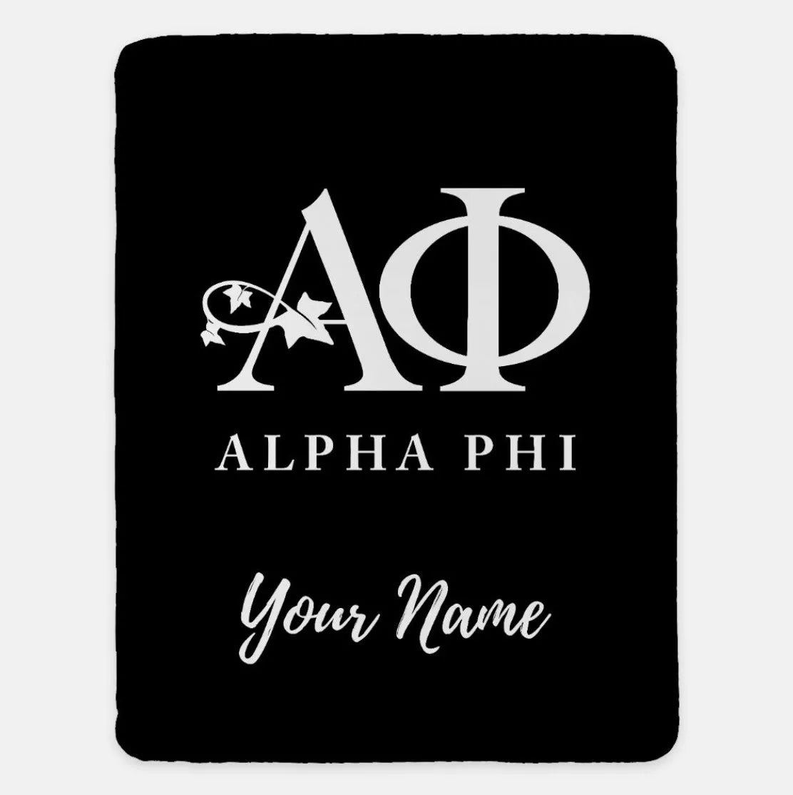 Personalized Alpha Phi XL 60x80 Sherpa Blanket Black Throw Blankets