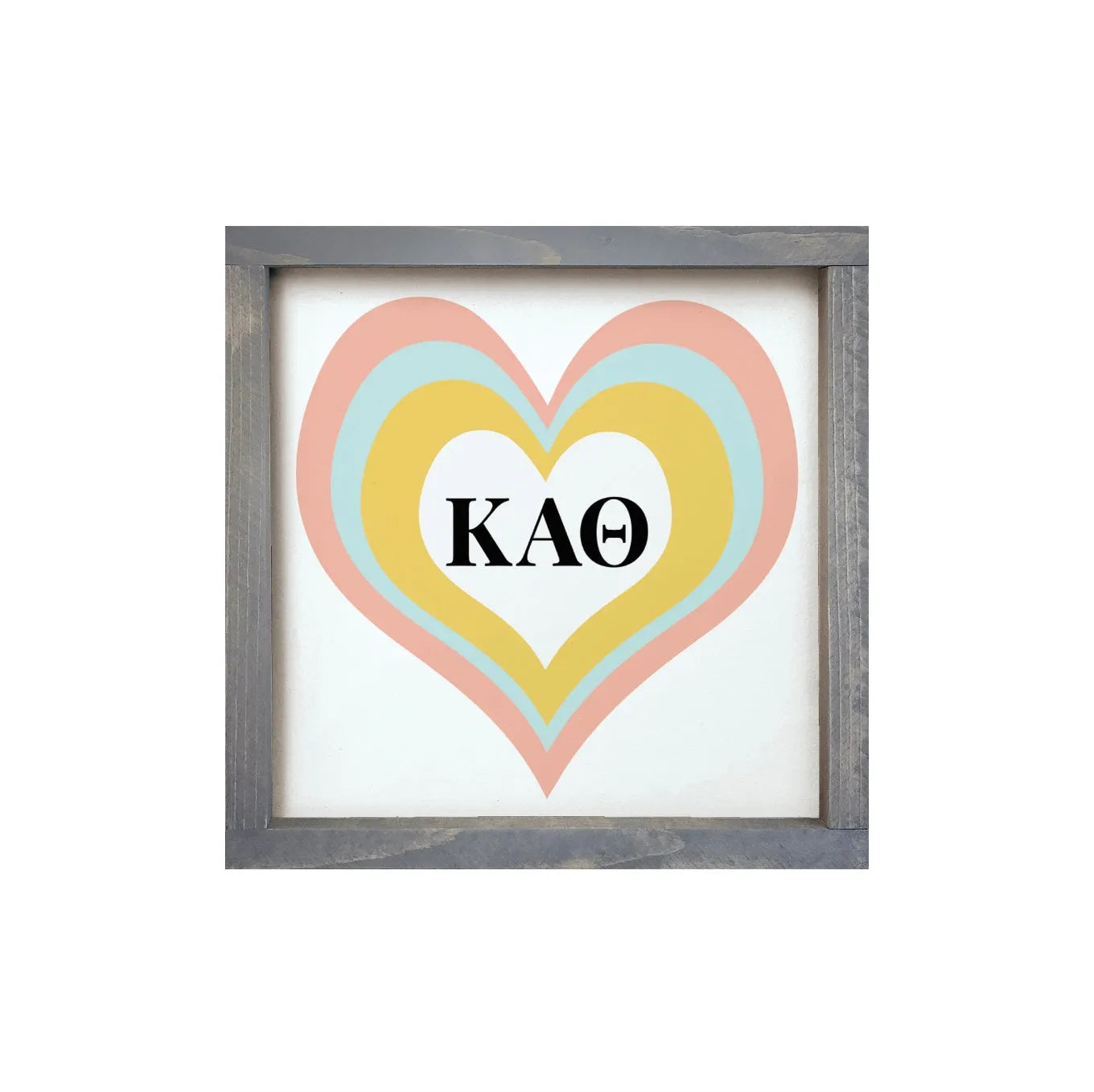 Kappa Alpha Theta 12x12 Heart Wood Framed Sign Weathered Gray Wall Art & Signs
