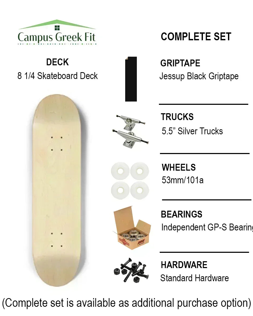 University of Tampa Skateboard Deck - Rings Skateboard
