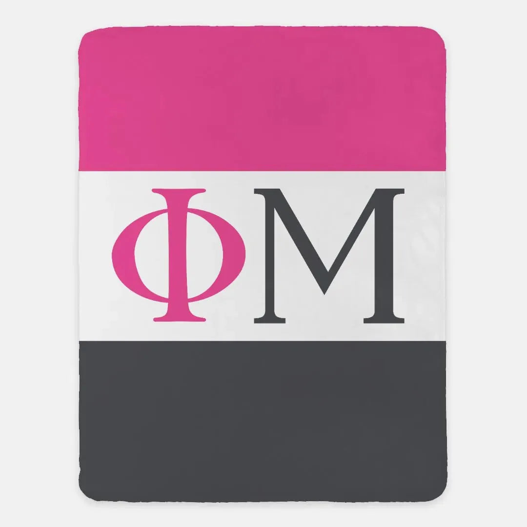 Phi Mu XL 60x80 Sherpa Blanket - Color Block Throw Blankets