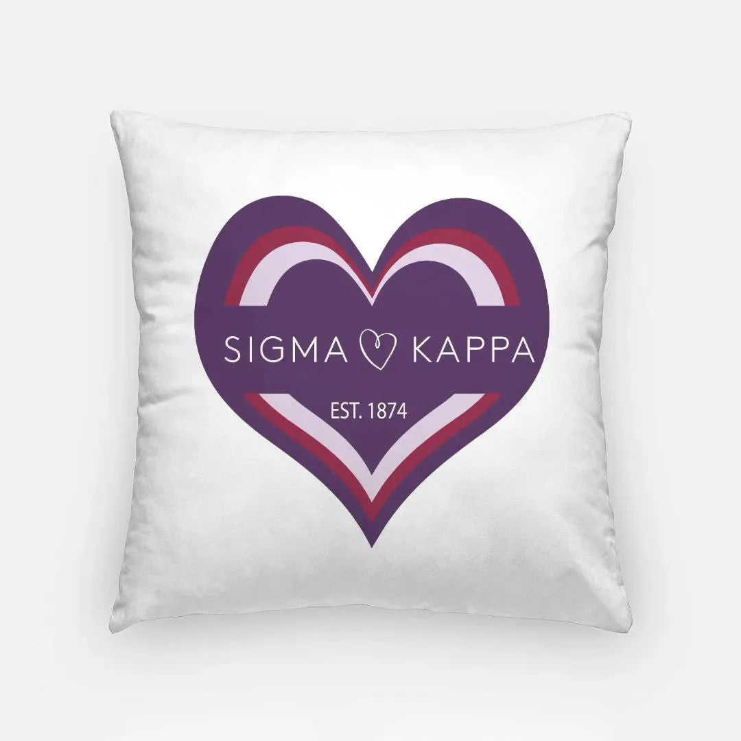 Sigma Kappa 18" Heart Throw Pillow Cover Pillow Covers
