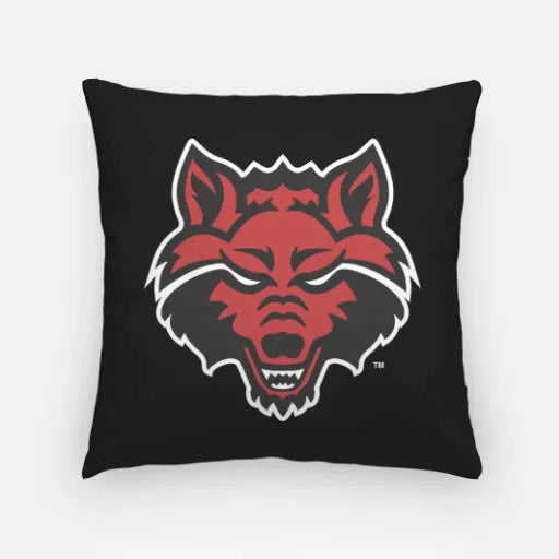 Arkansas State 18" Wolf Head Throw Pillow Cover Black Red Pillow Covers