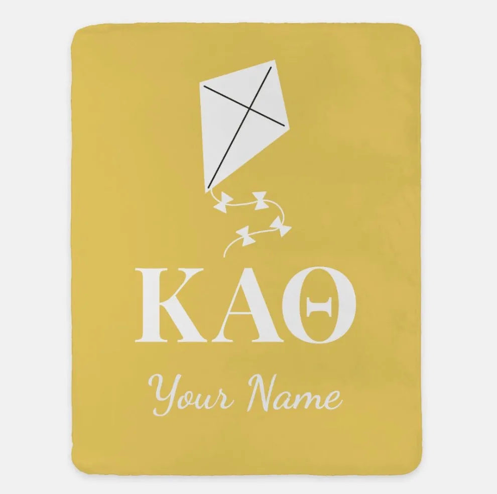 Personalized Kappa Alpha Theta XL 60x80 Sherpa Blanket Gold Throw Blankets