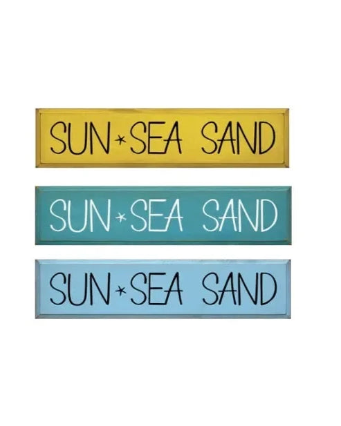 Sun. Sea. Sand. Wood Sign - 9"x36" Wall Art & Signs