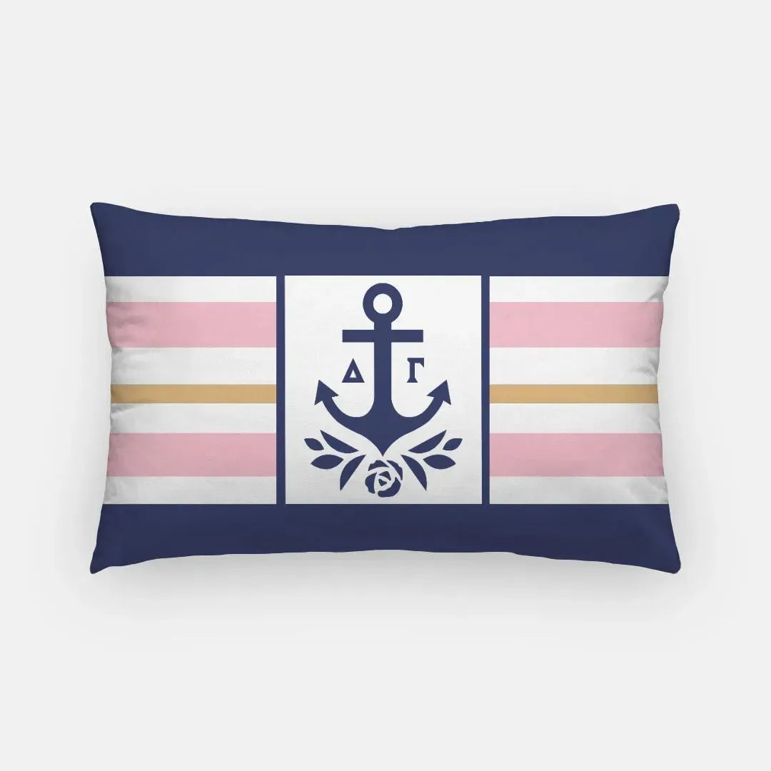 Delta Gamma Lumbar Pillow Cover - Striped Brandmark Pillow Covers