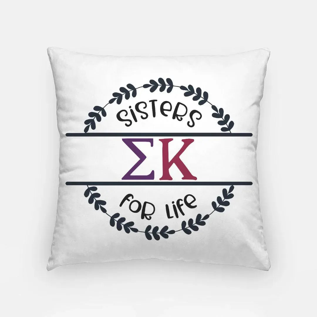 Sigma Kappa 18" Throw Pillow Cover - Sisters for Life Pillow Covers