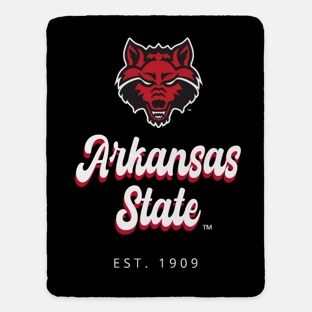 Arkansas State XL 60x80 Retro Sherpa Blanket Throw Blankets