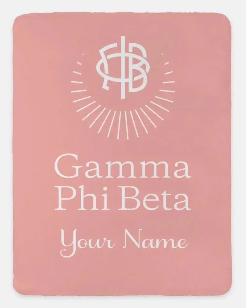 Personalized Gamma Phi Beta XL 60x80 Sherpa Throw Blanket Blush Throw Blankets