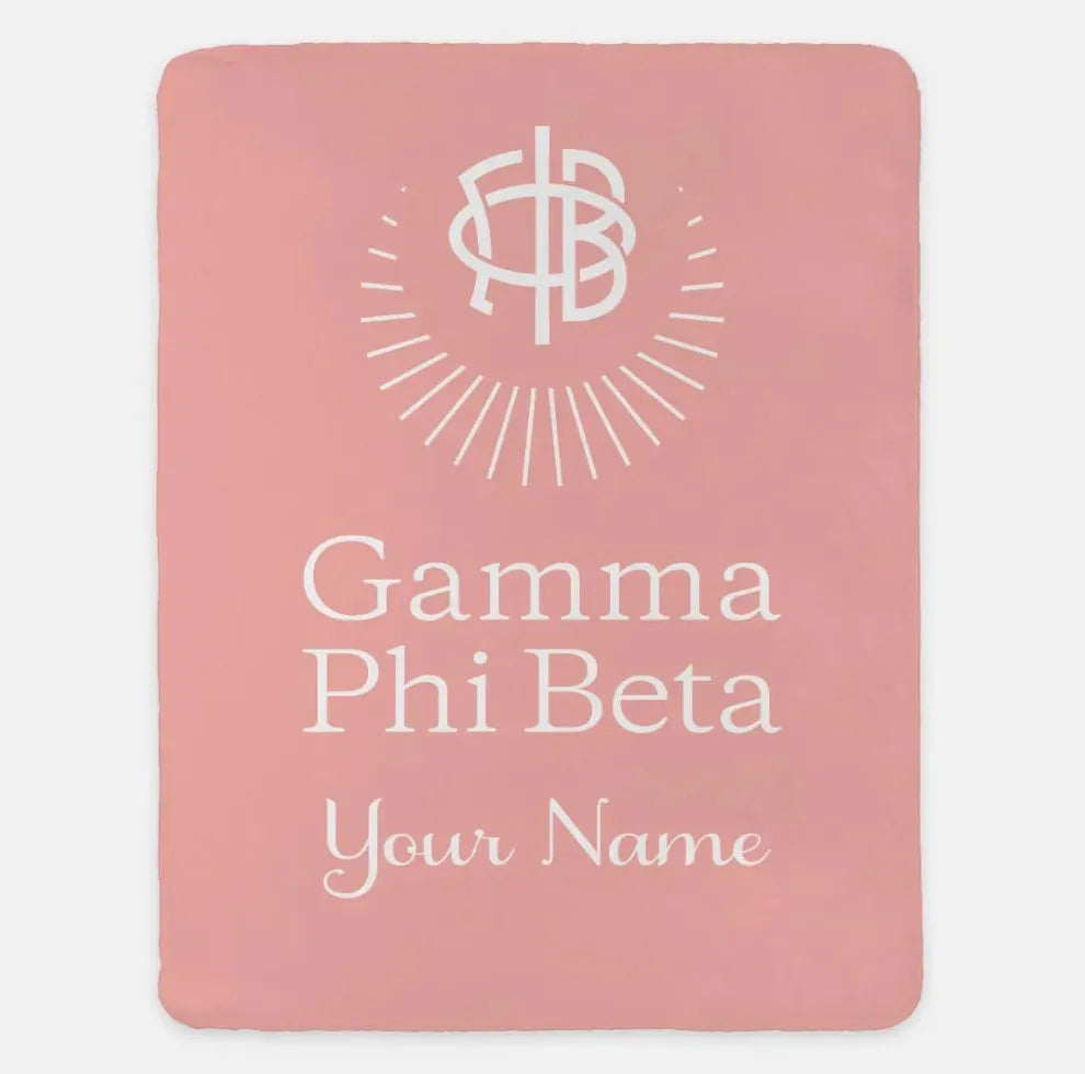 Personalized Gamma Phi Beta XL 60x80 Sherpa Throw Blanket Blush Throw Blankets