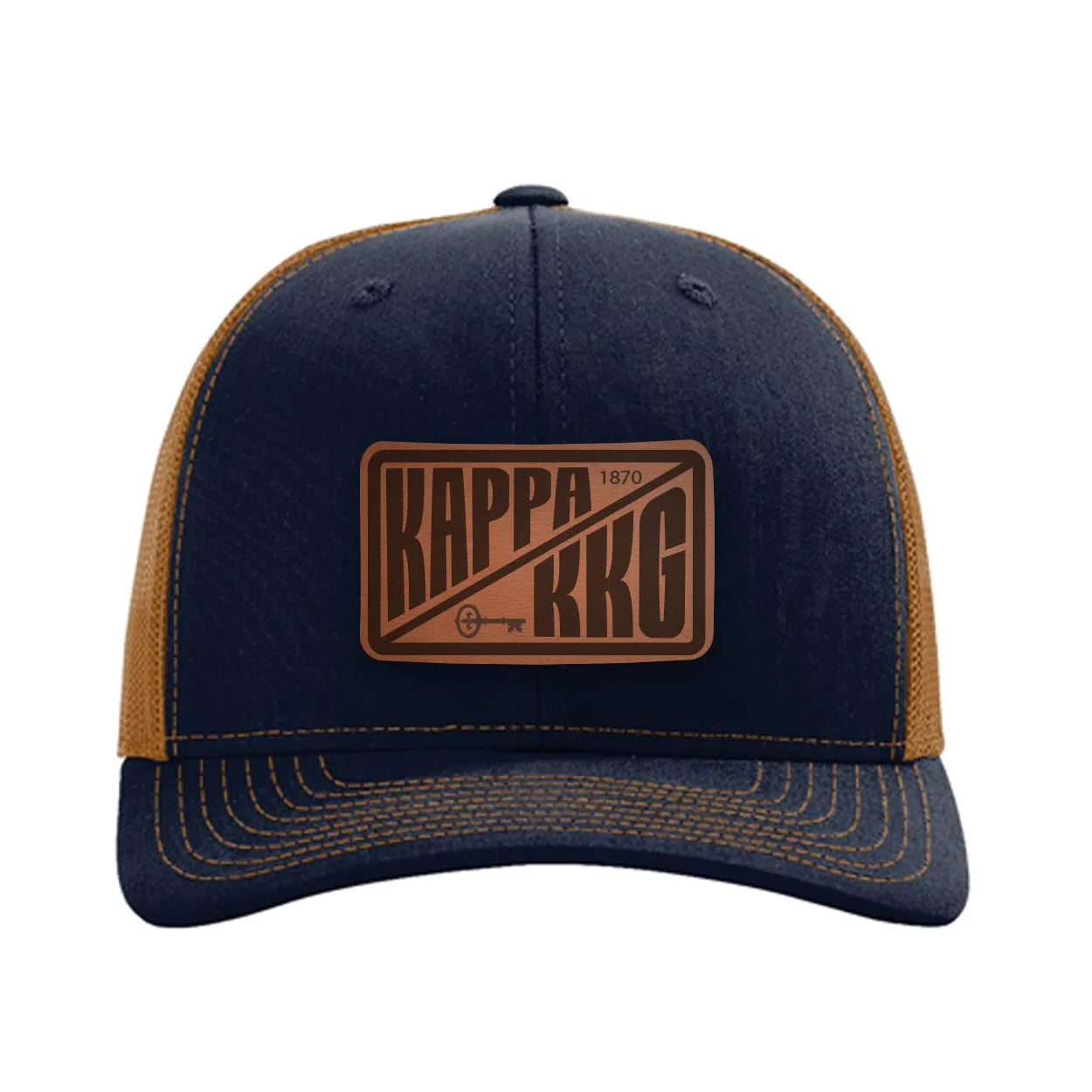Kappa Kappa GammaRichardson 112 Leatherette Patch Trucker Hat - Divide Navy Caramel Trucker Hat