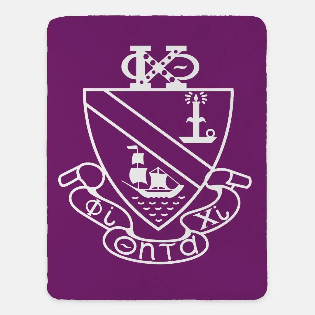 Phi Chi Theta XL 60x80 Sherpa Blanket - Purple Crest Throw Blankets