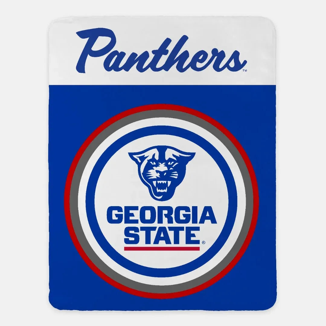 Georgia State University Panthers XL 60x80 Sherpa Blanket - Wide Band Throw Blankets