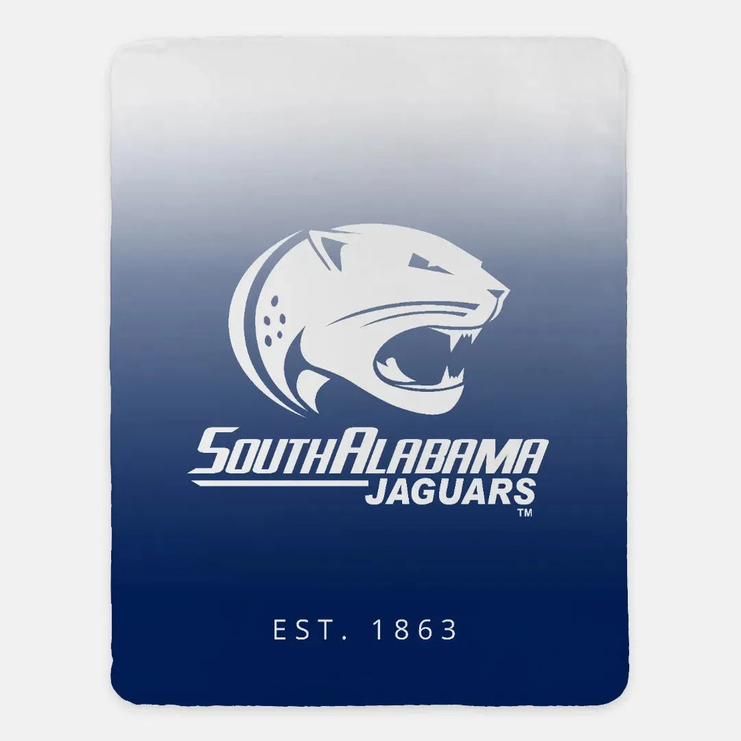 South Alabama XL 60x80 Sherpa Blanket - Blue Gradient Throw Blankets