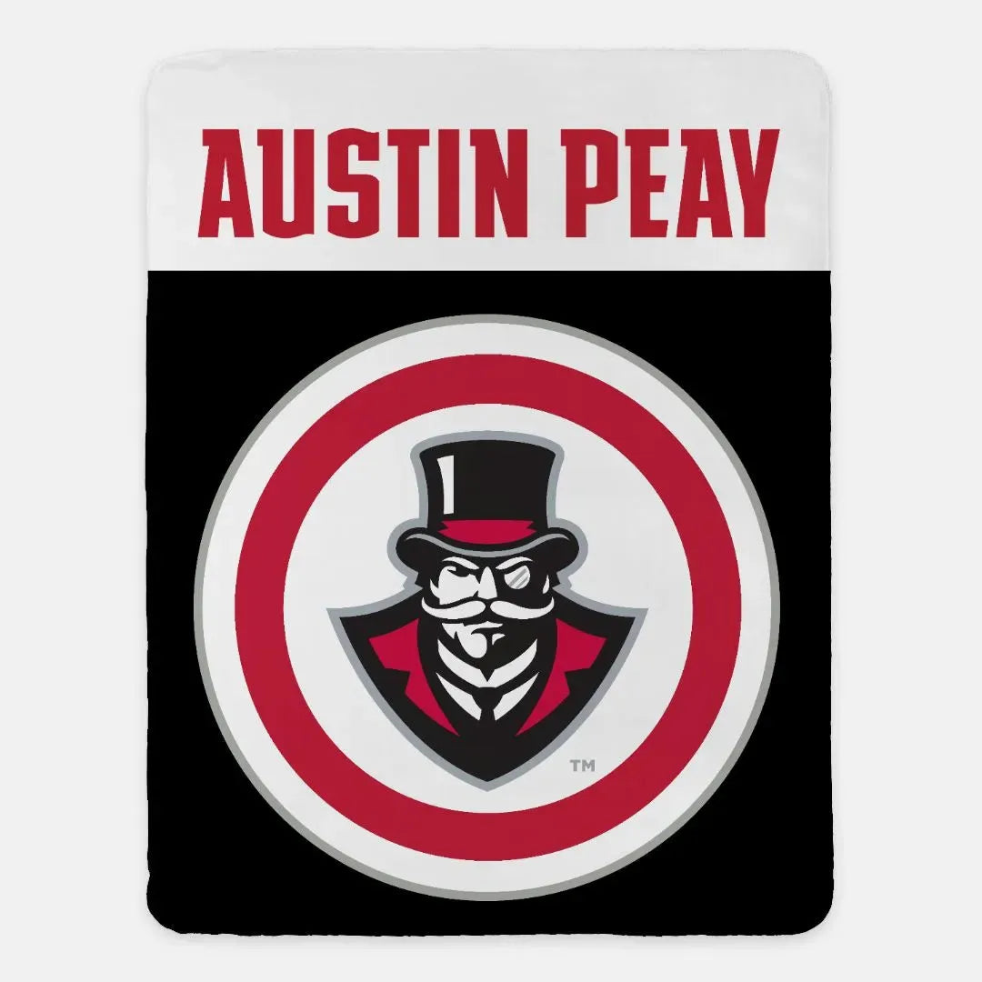 Austin Peay XL 60x80 Sherpa Throw Blanket - Bullseye Throw Blankets