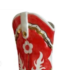 Cowboy Boot Vase with Gold Accent | Western Dorm Accessories - Campus Greek Fit