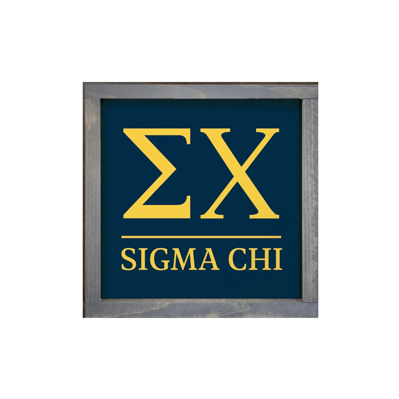 Sigma Chi 12x12 Traditional Wood Framed Sign Deep Blue Gold Weathered Gray Wall Art & Signs