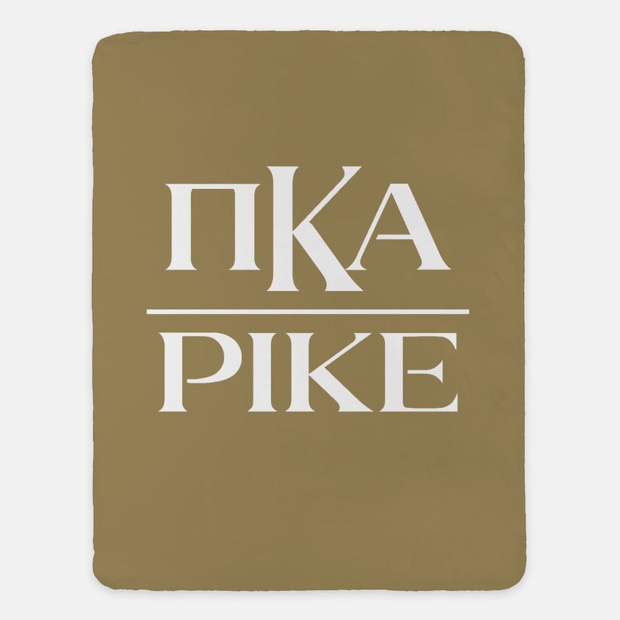 PIKE XL 60x80 Sherpa Throw Blanket - Greek Letters Gold Throw Blankets